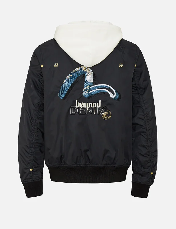 Men's Coats with Pockets3D Ukiyo-E Infused Seagull Embroidered Mock 2-in-1 Bomber Jacket Men's Coats with Pockets3D Ukiyo-E Infused Seagull Embroidered Mock 2-in-1 Bomber Jacket