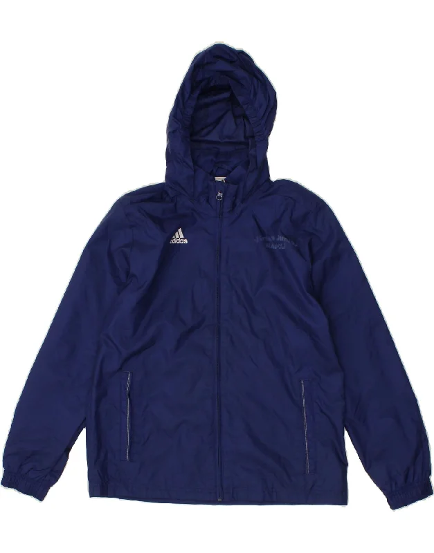 Practical Men's RaincoatsADIDAS Boys Hooded Rain Jacket 11-12 Years Navy Blue Polyamide