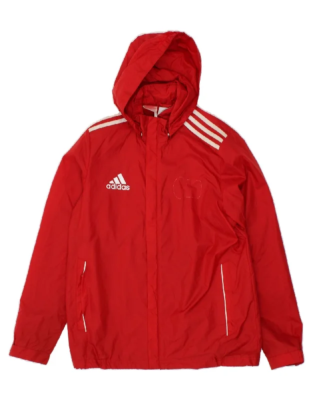 Men's Coats with Wind-Resistant FabricADIDAS Boys Hooded Rain Jacket 13-14 Years Red Polyester Men's Coats with Wind-Resistant FabricADIDAS Boys Hooded Rain Jacket 13-14 Years Red Polyester