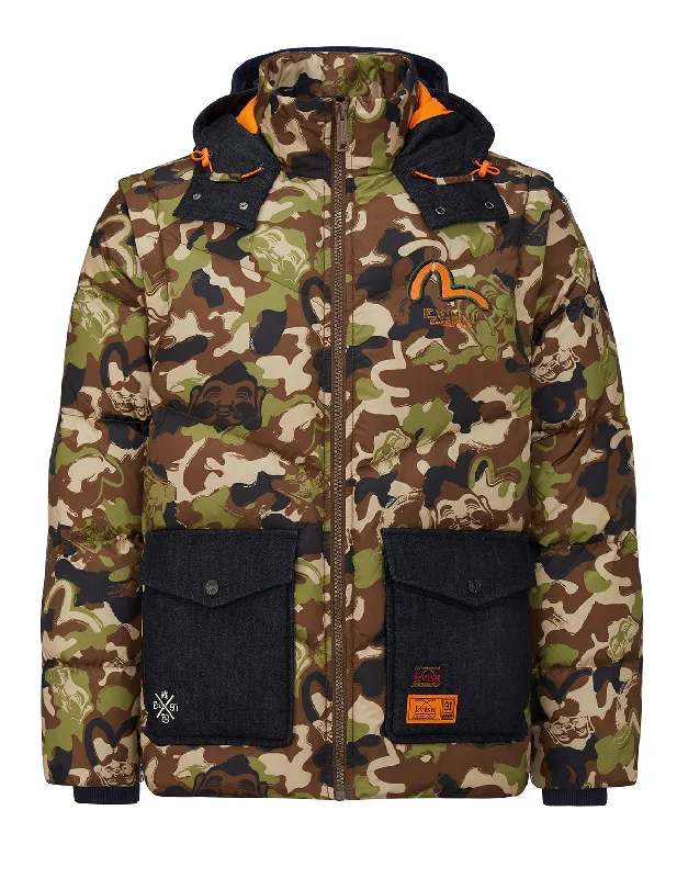 Men's Coats for City WearAllover Godhead Camouflage Print Down Jacket