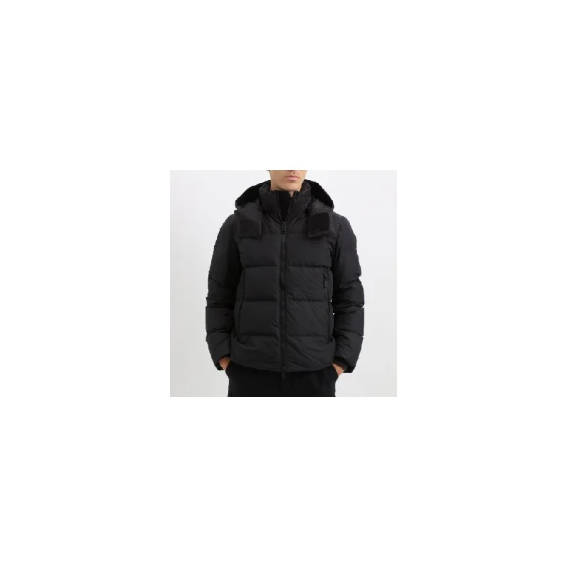 Affordable Men's Winter CoatsBlack Polyester Jacket