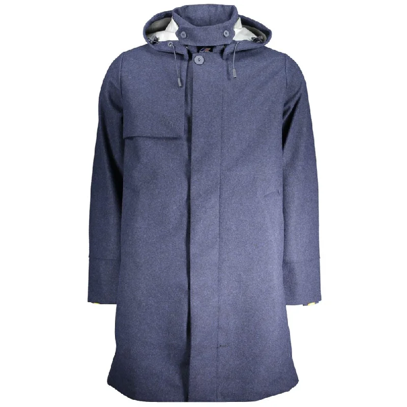 Men's Coats with Embroidered DetailsBlue Polyester Jacket