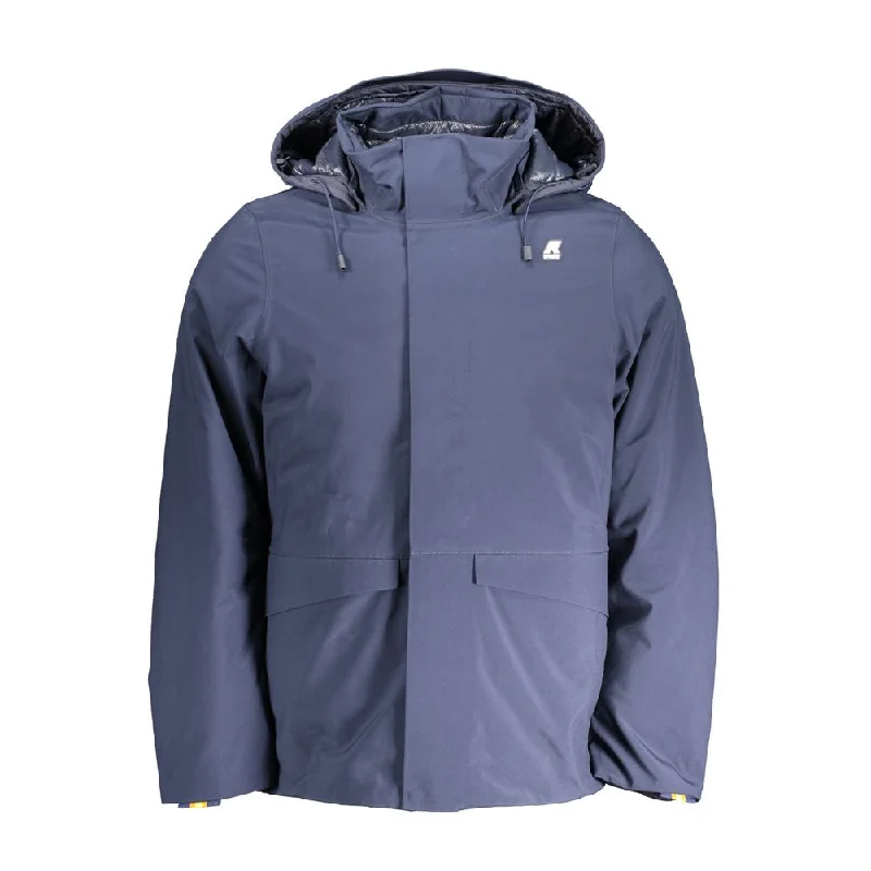 Men's Coats with Stretch FabricBlue Polyester Jacket