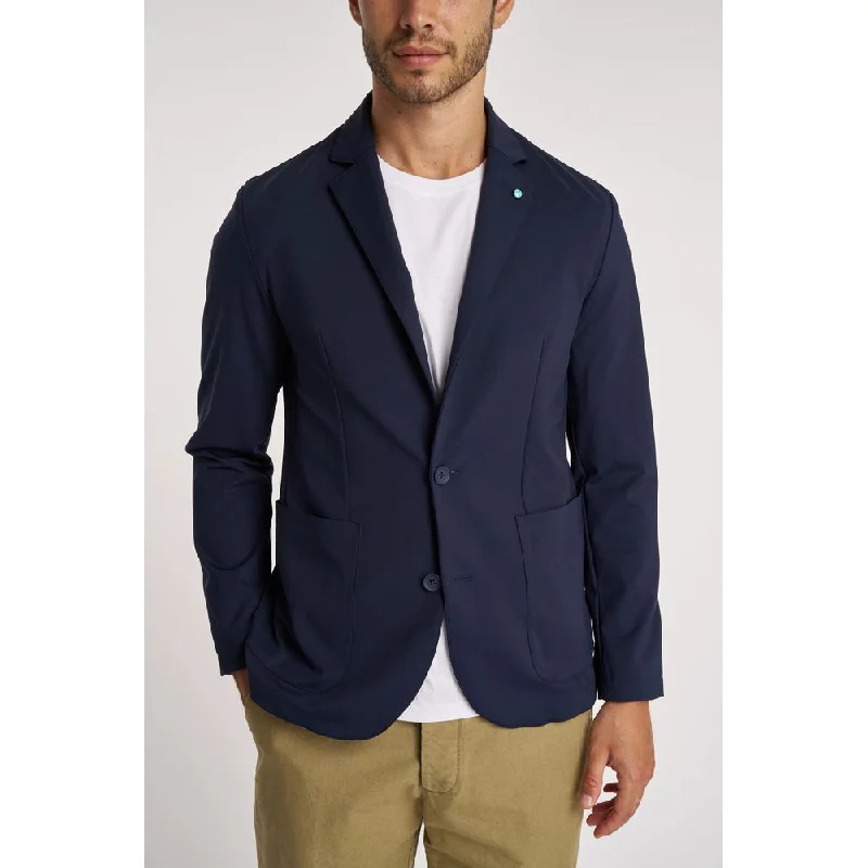 Luxurious Men's Cashmere CoatsBlue Polyester Jacket