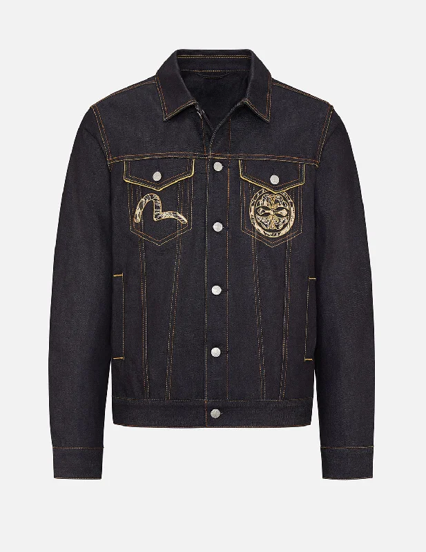 Trendy Men's Anorak JacketsBrocade Daicock Appliqué Denim Jacket