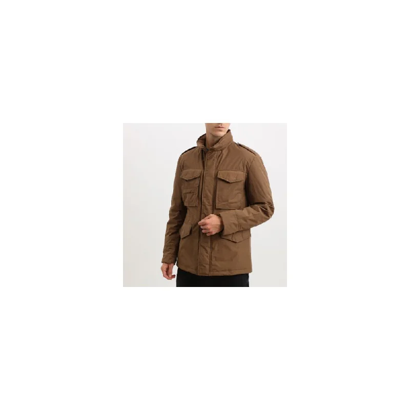 Elegant Men's Wool CoatsBrown Polyester Jacket