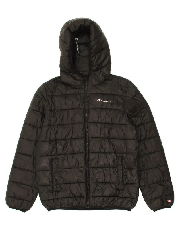 Men's Coats with Adjustable SleevesCHAMPION Boys Hooded Padded Jacket 11-12 Years Large Black Polyester Men's Coats with Adjustable SleevesCHAMPION Boys Hooded Padded Jacket 11-12 Years Large Black Polyester