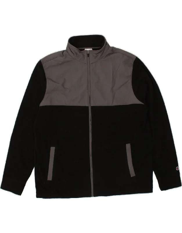 Men's Coats for Dressy OccasionsCHAMPION Mens Fleece Jacket UK 40 Large Black Colourblock Polyester Men's Coats for Dressy OccasionsCHAMPION Mens Fleece Jacket UK 40 Large Black Colourblock Polyester