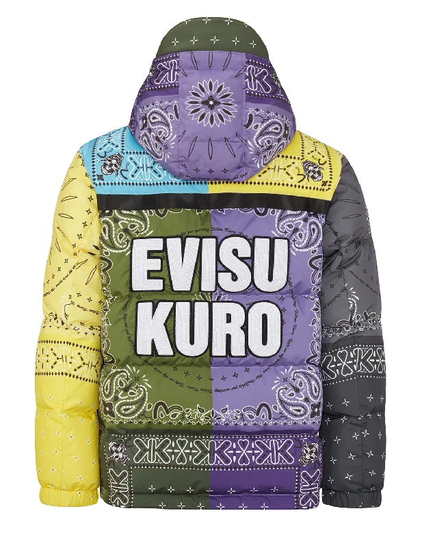 Casual Men's Bomber JacketsColorblock Bandana Print Down Jacket