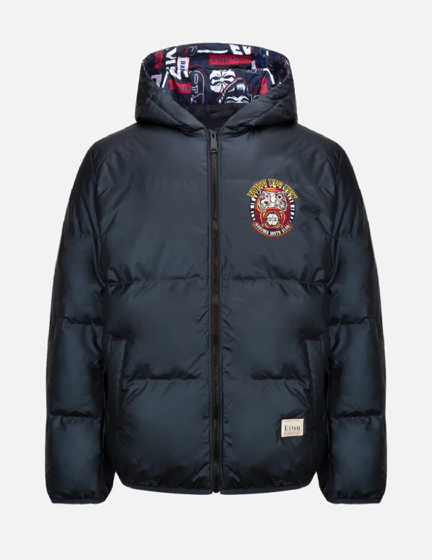 Men's Coats for Snowy WeatherDaruma Moto Club Motif Embroidery Down Jacket