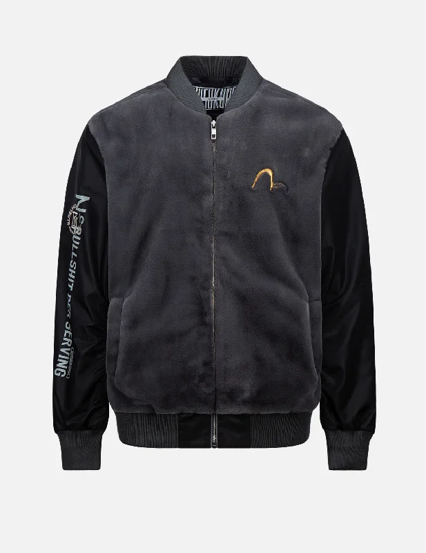 Men's Coats with PocketsFur Panel Padded Bomber Jacket