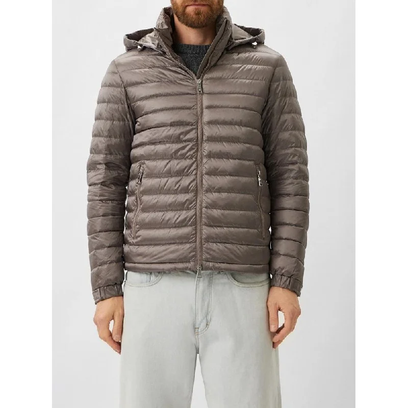 Cool Men's Pea CoatsGray Polyamide Jacket