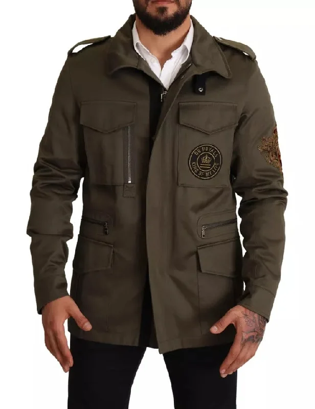 High-Quality Men's Duffle CoatsGreen Cotton Dg Love Blouson Coat Jacket