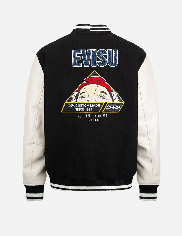 Trendy Men's Anorak Jackets“Hide-and-Seek” Godhead Appliqué Baseball Jacket