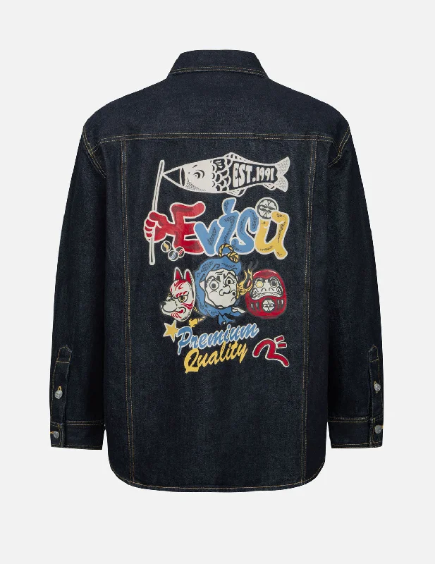 Men's Coats for Casual WearHyottoko Festival Graphic Print Regular Fit Denim Shirt Jacket Men's Coats for Casual WearHyottoko Festival Graphic Print Regular Fit Denim Shirt Jacket