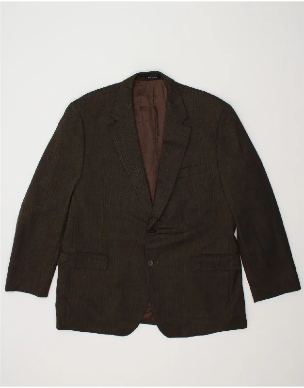 Men's Coats with Quick-Dry FabricIZOD Mens 2 Button Blazer Jacket UK 44 2XL Khaki Herringbone Virgin Wool