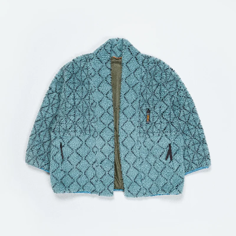 Elegant Men's Wool CoatsDO-GI SASHIKO Boa Fleece KESA JACKET - Blue
