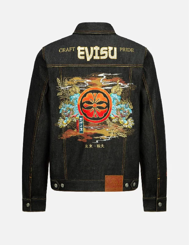 Men's Coats with ZippersKomainu Duo Embroidered Denim Jacket