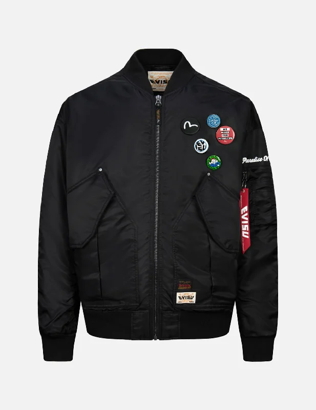 Men's Coats with Hand WarmersLogo Badges and Seagull Padded Embroidery Loose Fit MA-1 Padded Jacket Men's Coats with Hand WarmersLogo Badges and Seagull Padded Embroidery Loose Fit MA-1 Padded Jacket