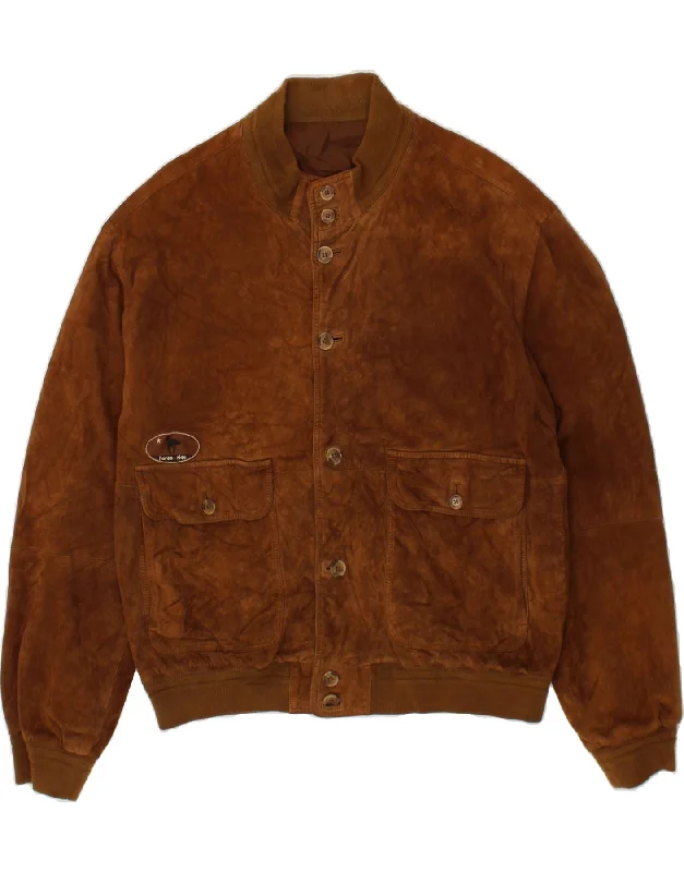 Men's Coats for Winter CampingMORESCHI Mens Bomber Suede Jacket IT 54 2XL Brown Leather