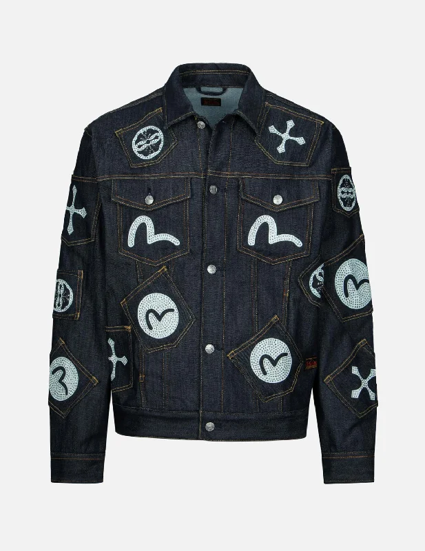 Men's Coats for AutumnMulti Pocket with Rhinestone Relax Fit Denim Jacket