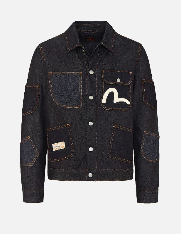 Men's Coats with Velcro ClosuresMulti-pockets Denim Jacket