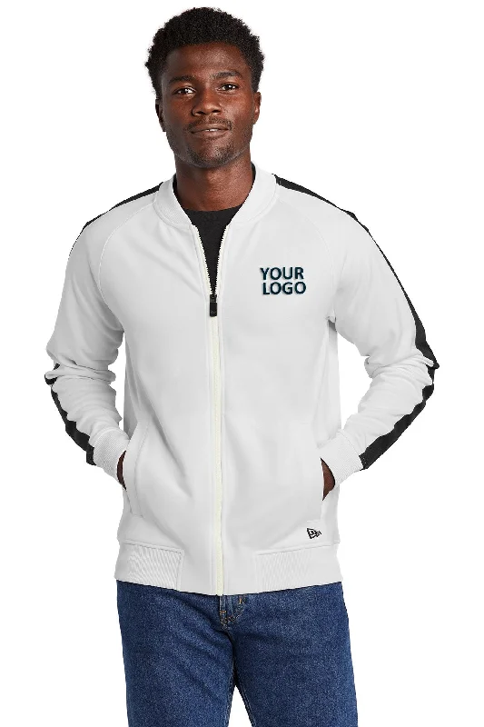 Men's Coats with Contrast StitchingNew Era Custom Track Jackets, White/ Black