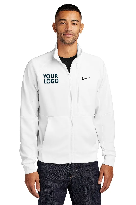 Men's Coats with Belted WaistsNike Full-Zip Chest Swoosh Custom Jackets, White