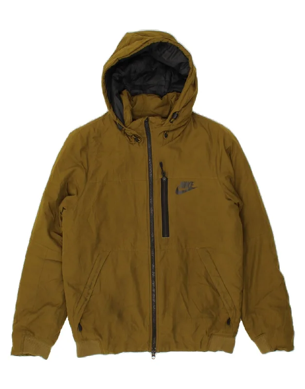 Affordable Men's Winter CoatsNIKE Mens Hooded Padded Jacket UK 36 Small Khaki Polyester