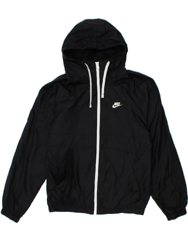 Men's Coats with Snap ButtonsNIKE Mens Hooded Rain Jacket UK 36 Small Black Polyester Men's Coats with Snap ButtonsNIKE Mens Hooded Rain Jacket UK 36 Small Black Polyester