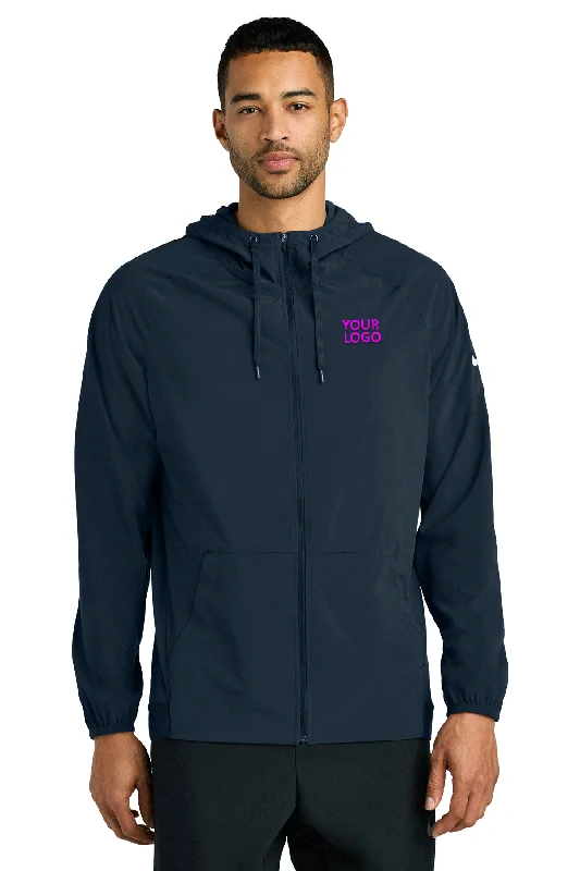 Men's Coats with Embroidered DetailsNike Pro Hooded Custom Jackets, Navy/ Game Royal Men's Coats with Embroidered DetailsNike Pro Hooded Custom Jackets, Navy/ Game Royal