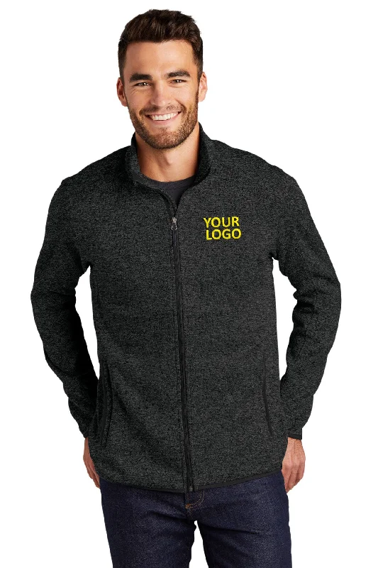 Practical Men's RaincoatsPort Authority Sweater Fleece Customized Jackets, Black Heather