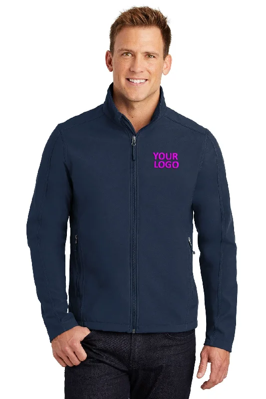 Men's Coats with Fur TrimPort Authority Tall Core Branded Soft Shell Jackets, Dress Blue Navy