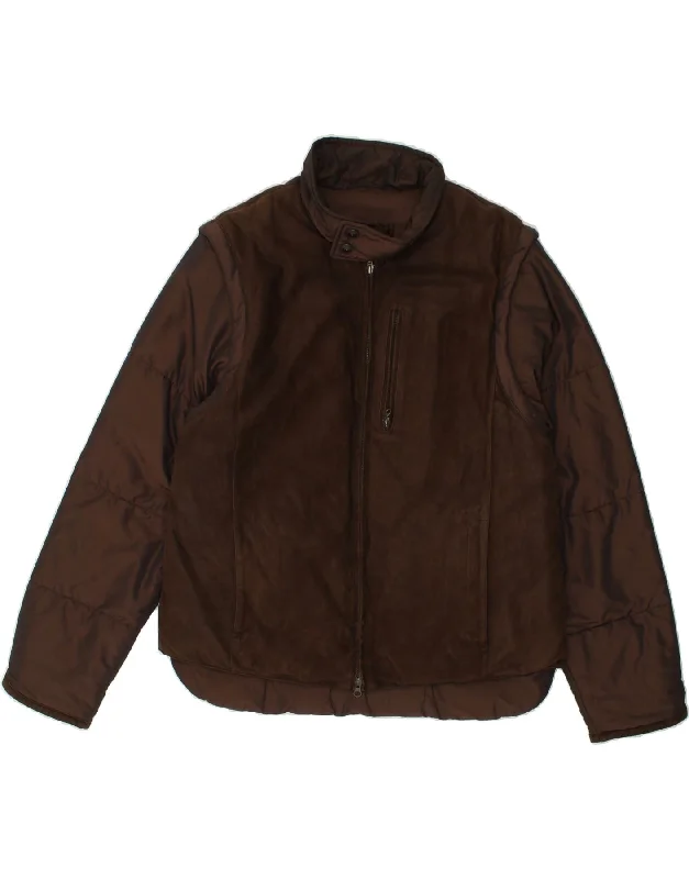 Men's Coats with Belted WaistsRENE LEZARD Mens Windbreaker Jacket IT 52 XL Brown Nylon Men's Coats with Belted WaistsRENE LEZARD Mens Windbreaker Jacket IT 52 XL Brown Nylon
