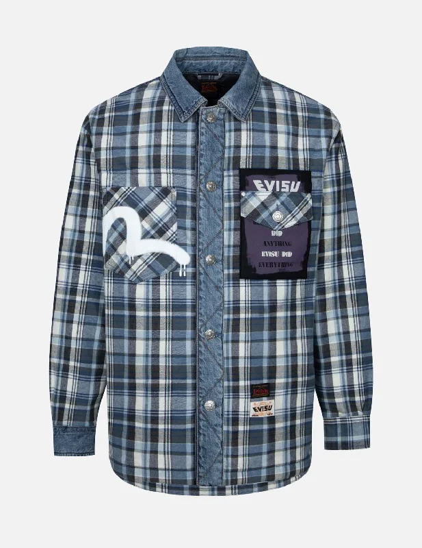 Comfortable Men's ParkasSeagull and Poster Print Loose Fit Padded Shirt Jacket