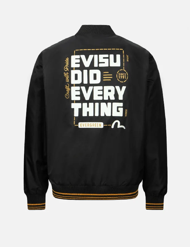 Men's Coats with Tactical FeaturesSeagull and Slogan Print Regular Fitt Bomber Jacket Men's Coats with Tactical FeaturesSeagull and Slogan Print Regular Fitt Bomber Jacket