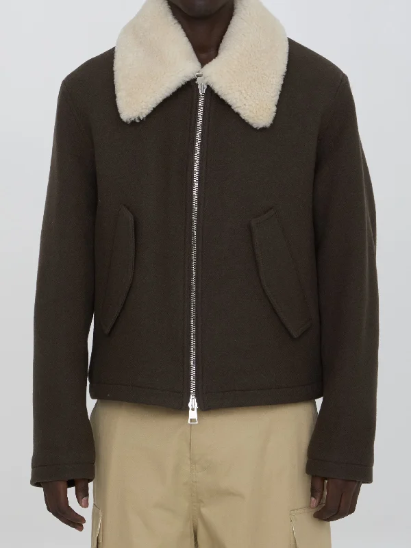 Men's Coats with Chest PocketsShearling Collar Jacket