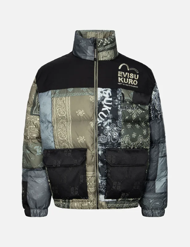 Men's Coats for SkiingＭulti Pattern with 3D Logo Embroidery Relax Fit Down Jacket