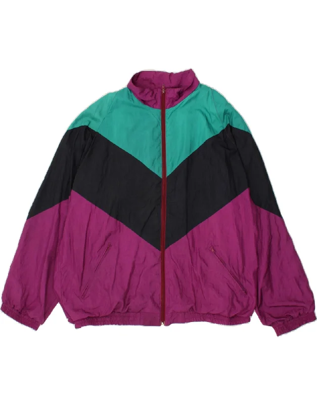 Men's Coats for Skinny MenVINTAGE Mens Bomber Jacket UK 42 XL Burgundy Colourblock Polyamide
