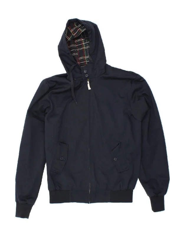 Comfortable Men's ParkasVINTAGE Mens Hooded Bomber Jacket UK 40 Large Navy Blue Polyester Comfortable Men's ParkasVINTAGE Mens Hooded Bomber Jacket UK 40 Large Navy Blue Polyester
