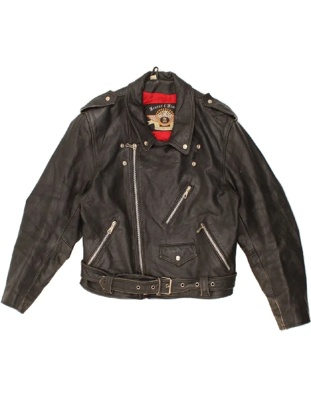 Modern Men's Field JacketsVINTAGE Mens Leather Biker Jacket UK 38 Medium Black Leather