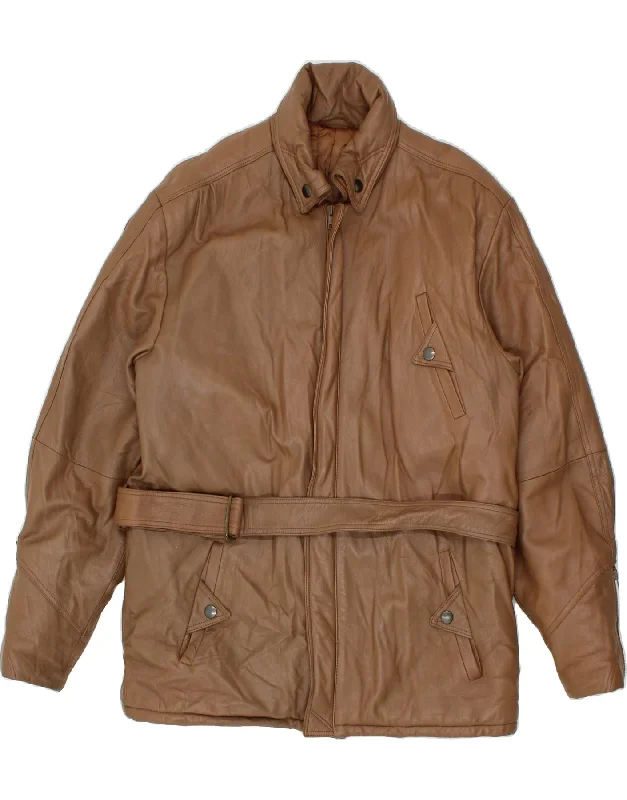 Men's Coats Made in the USAVINTAGE Mens Leather Jacket IT 50 Large Brown Leather