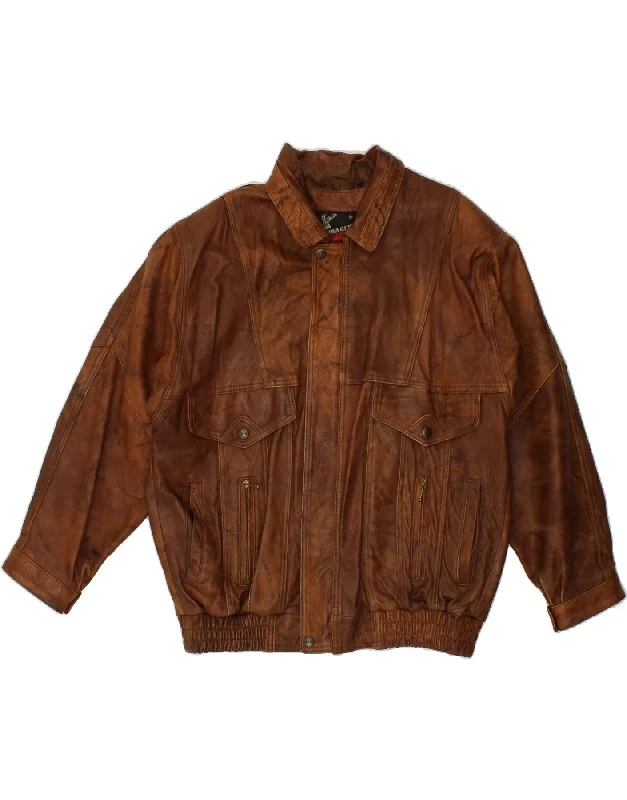 Men's Coats with Flannel LiningVINTAGE Mens Leather Jacket UK 40 Large Brown Leather